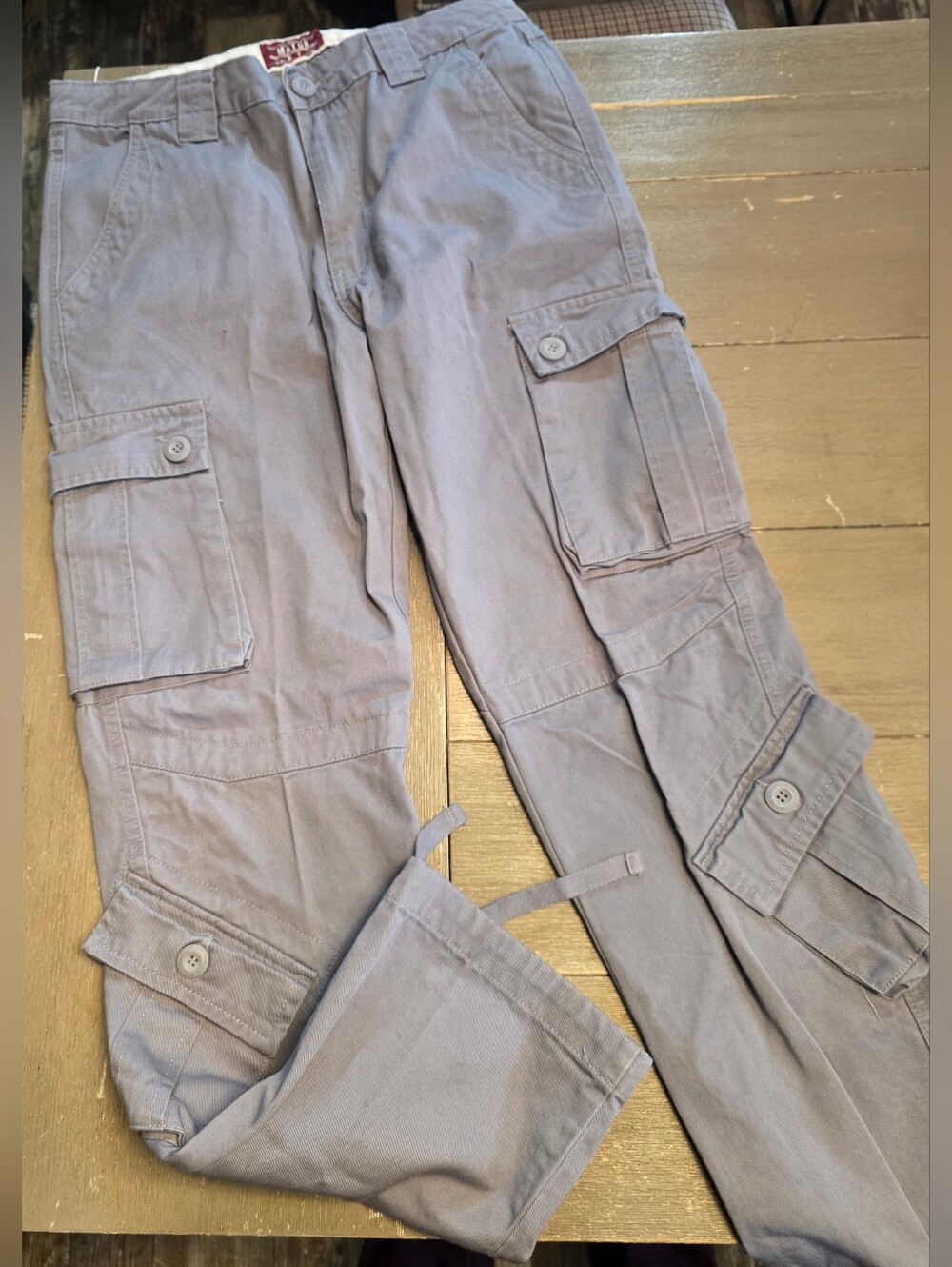 Match Men's Gray Cargo Pants with Utility Pockets